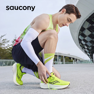 saucony 索康尼 专业跑步背心男舒适透气运动背心炫彩黄绿色组XL