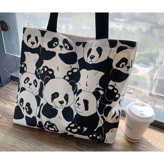 SEXY LOOK熊猫大容量单肩帆布包包女学生通勤手提书包袋2023年新款 大大大熊猫新款