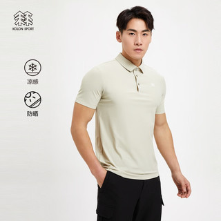 KOLON SPORT/可隆凉感POLO衫 男子户外运动防晒短袖 LHPT3MN239-OT 燕麦灰 180/XL