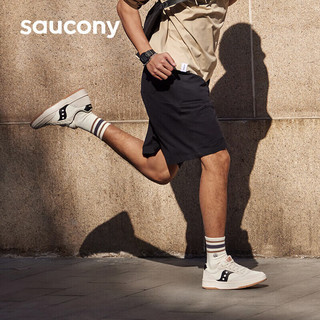 saucony 索康尼 CROSS JZ复古休闲鞋男女百搭透气情侣板鞋米黑37