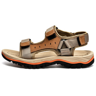 德尔加多（Delocrd）夏季男士大码凉鞋透气轻便耐磨时尚沙滩鞋子 卡其 41