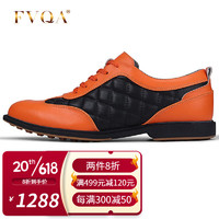 FVQA品牌轻奢高尔夫球鞋男鞋超轻格纹休闲动动鞋时尚透气防水防滑 橙/黑 45