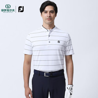 Footjoy高尔夫服装23年新款男士短袖T恤golf小立领夏季短袖条纹男装上衣 岩灰条纹80453 L