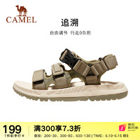 骆驼（CAMEL）凉鞋男士夏魔术贴休闲运动沙滩凉鞋拖鞋耐磨防滑户外徒步凉鞋 K13M162001，军绿，男 38