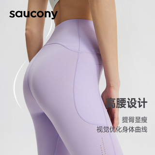 saucony 索康尼 23新款女子跑步紧身裤高腰九分瑜伽训练健身运动裤