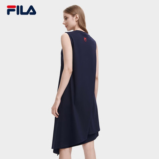 斐乐（FILA）官方女子针织连衣裙2023夏季新款时尚不规则下摆背心裙 传奇蓝-NV 175/92A/XL