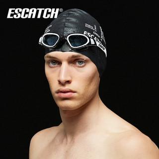 ESCATCH泳镜高清防水防雾大框男女专业游泳眼镜泳帽儿童游泳装备 YJ2黑白色 450