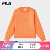 斐乐（FILA）女子卫衣2023春新款时尚休闲宽松针织套头衫女装 阳春橙-OR 165/84A/M