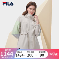 斐乐（FILA）官方女子梭织外套2023春新款时尚宽松简约连帽休闲上衣 浅纸卡其-LK 175/92A/XL