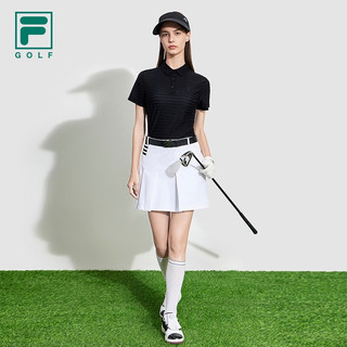 斐乐（FILA）官方女子短袖POLO衫2023夏季新款高尔夫球运动针织上衣 深黑-BK 170/88A/L