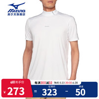 美津浓（MIZUNO）高尔夫服装 男士23新款夏季短袖T恤 golf透气排汗POLO衫 E2MAA008-01 白色 XL