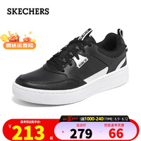 SKECHERS斯凯奇板鞋男女同款时尚运动鞋潮流滑板鞋运动平底拼色休闲小白鞋 894050-BKW/黑色 39.5