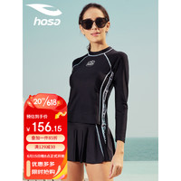 浩沙（hosa）泳衣女分体裙式长袖游泳衣 保守遮肚显瘦速干温泉泳装 黑色 XL