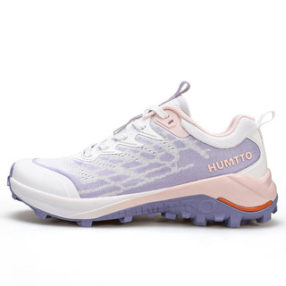 悍途（Humtto）情侣款越野跑鞋舒适透气户外运动休闲跑步鞋 香槟白-浅紫-女 39