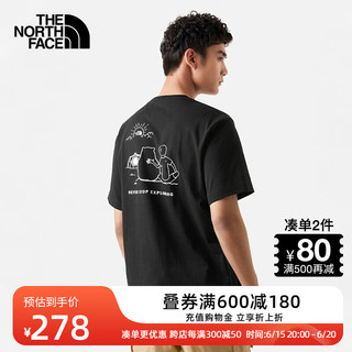 北面（The North Face）北面纯棉短袖T恤情侣款小熊户外舒适透气上新|88BQ JK3/黑色 M/170（建议拍小一码）