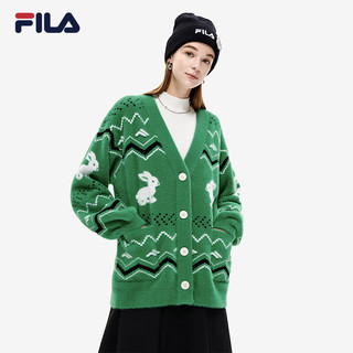 斐乐（FILA）女子编织外套2022冬新款时尚宽松毛织开衫 蕉叶绿-GN 165/84A/M