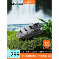 斯凯奇（Skechers）2023春季新款轻便户外休闲沙滩鞋耐磨魔术贴凉鞋男舒适237586 炭灰色/CHAR 41