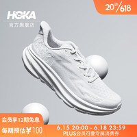 HOKA ONE ONE男款克利夫顿9跑步鞋Clifton 9舒适缓震轻盈回弹轻量透气 白色/白色 45/290mm