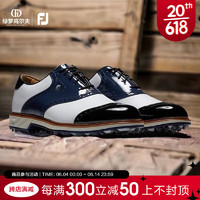 Footjoy高尔夫球鞋FJ新款Premiere Series系列经典时尚稳定golf有钉鞋 白/海军蓝54323 9.5=45码