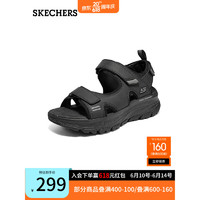 斯凯奇（Skechers）2023夏季新款男子户外休闲轻便耐磨魔术贴凉鞋黑色237580 全黑色/BBK 41