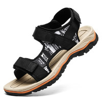 德尔加多（Delocrd）夏季男士大码凉鞋轻便透气耐磨潮流百搭沙滩鞋子 黑色 42