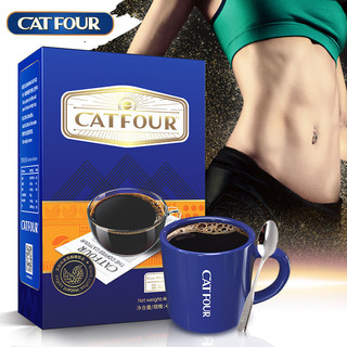 Catfour黑咖啡40条无蔗糖无奶添加低脂蓝山风味美式速溶黑咖啡粉
