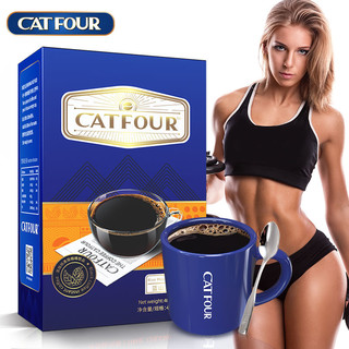 Catfour黑咖啡40条无蔗糖无奶添加低脂蓝山风味美式速溶黑咖啡粉