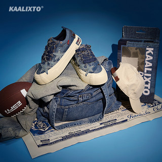 KAALIXTO 国潮原创设计感潮流2023新品帆布鞋牛仔蓝色