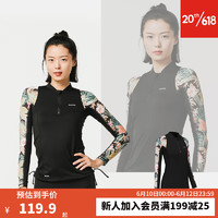 迪卡侬泳衣潜水服女水母衣冲浪服冬泳保暖浮潜显瘦防晒OVOW 花卉密语（半拉链款）_23年新 L