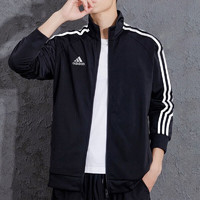 adidas 阿迪达斯 外套男秋季跑步运动立领夹克户外防风运动服 黑/白 M