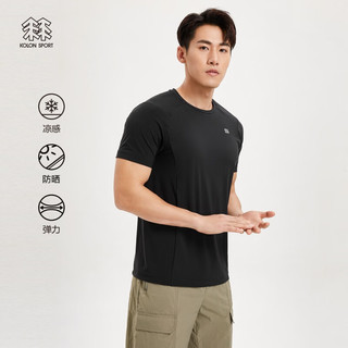 KOLON SPORT/可隆凉感T恤 男子户外运动徒步弹力透汽防晒短袖 LHRT3MN221-BL 黑 190/3XL