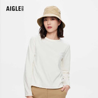 AIGLE艾高2023年春季新品女吸湿排汗UPF40+防晒防紫外线长袖T恤 粉白色 AI572 S(160/84A)