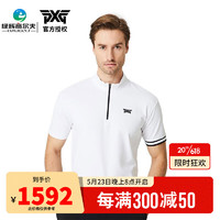 PXG 高尔夫服装韩国进口 男士短袖23年新款 运动休闲立领T恤衫拉链款 PHMPM321701 白色 M