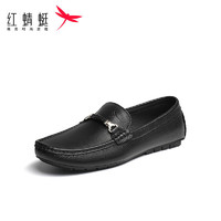红蜻蜓 男鞋2023春季新款乐福豆豆鞋男皮鞋百搭软底一脚蹬男单鞋