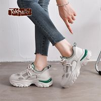 tokharoi 吐火罗 森系最新款超高洋气高街女休闲鞋网面鞋厚底老爹鞋