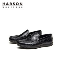 HARSON 哈森 皮鞋男2022新款真皮休闲皮鞋舒适头层牛皮豆豆鞋男软底