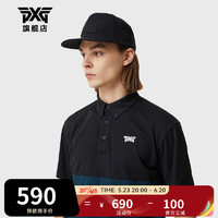 PXG 高尔夫男士球帽23新款golf潮牌透气运动帽韩国进口时尚百搭平檐帽 PHPPU850421 黑色 S/M号（55cm）