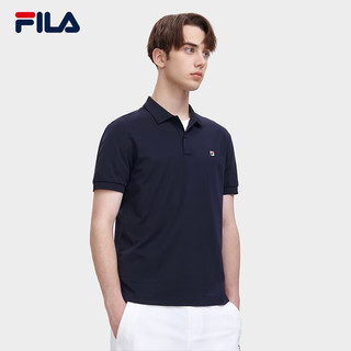 斐乐（FILA）官方男子针织短袖POLO衫2023夏季新款基础简约休闲上衣 传奇蓝-NV 165/88A/S