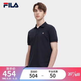 斐乐（FILA）官方男子针织短袖POLO衫2023夏季新款基础简约休闲上衣 传奇蓝-NV 165/88A/S