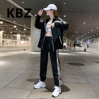 KBZ运动套装女 潮牌春秋款2023新款韩版时尚宽松减龄大码连帽两件套 卡其色 （3XL（建议体重150-165斤）