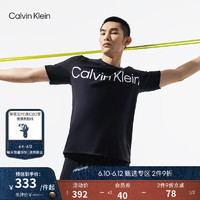 Calvin Klein 运动23春季新款男士时尚字母印花速干跑步健身短袖T恤4MS3K102 001-太空黑 M  （推荐135-150斤）