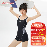 卡帕（KAPPA）泳衣女连体温泉显瘦遮肚专业运动平角泳装 黑色/字母印花 3XL