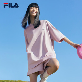 斐乐（FILA）官方针织短袖T恤情侣款2023多彩时尚圆领男女装字母中性宽松上衣 冰感紫-PU 180/100A/XL