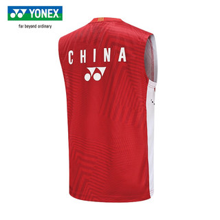 YONEX23年新款尤尼克斯羽毛球服透气速干中国国家队大赛服短袖10512CR 10513CR红色-国家队大赛服背心男 XXXL