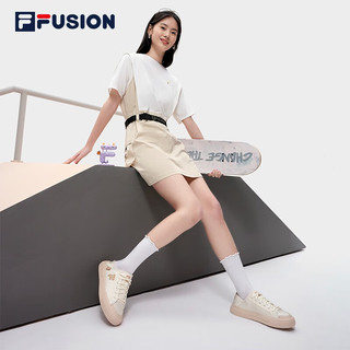 斐乐（FILA）FUSION斐乐潮牌官方WALLRIDE DX女鞋场下帆布鞋2023夏休闲运动鞋 奶白/木薯粉-GT 37.5