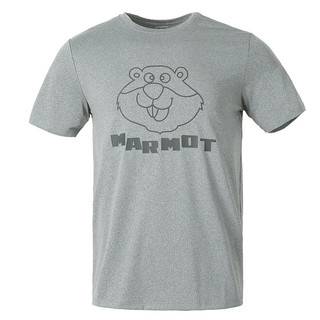 Marmot 土拨鼠 清仓Marmot土拨鼠男士夏季字母薄款户外速干圆领t恤短袖半袖