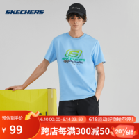 Skechers2023夏季运动短袖情侣款休闲T恤衫 L223U045-00J5 忧郁蓝 L