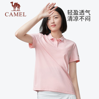 骆驼（CAMEL）速干短袖T恤POLO衫男女情侣款2023春夏季防晒运动速干衣 A23BAVV047，纯净蓝，女 XL