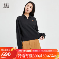 KOLON SPORT 可隆户外休闲衣CAMPING POLO领长袖卫衣 黑色BL 155/XS