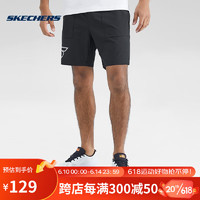 Skechers2023夏季男子梭织运动短裤速干吸湿舒适跑步裤 P223M071-0018 碳黑 S